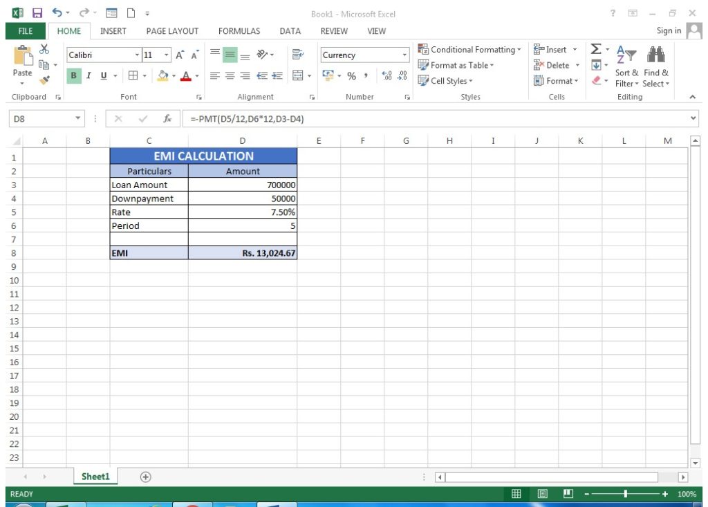  How To Calculate EMI In Excel Youth Skill Development Foundation